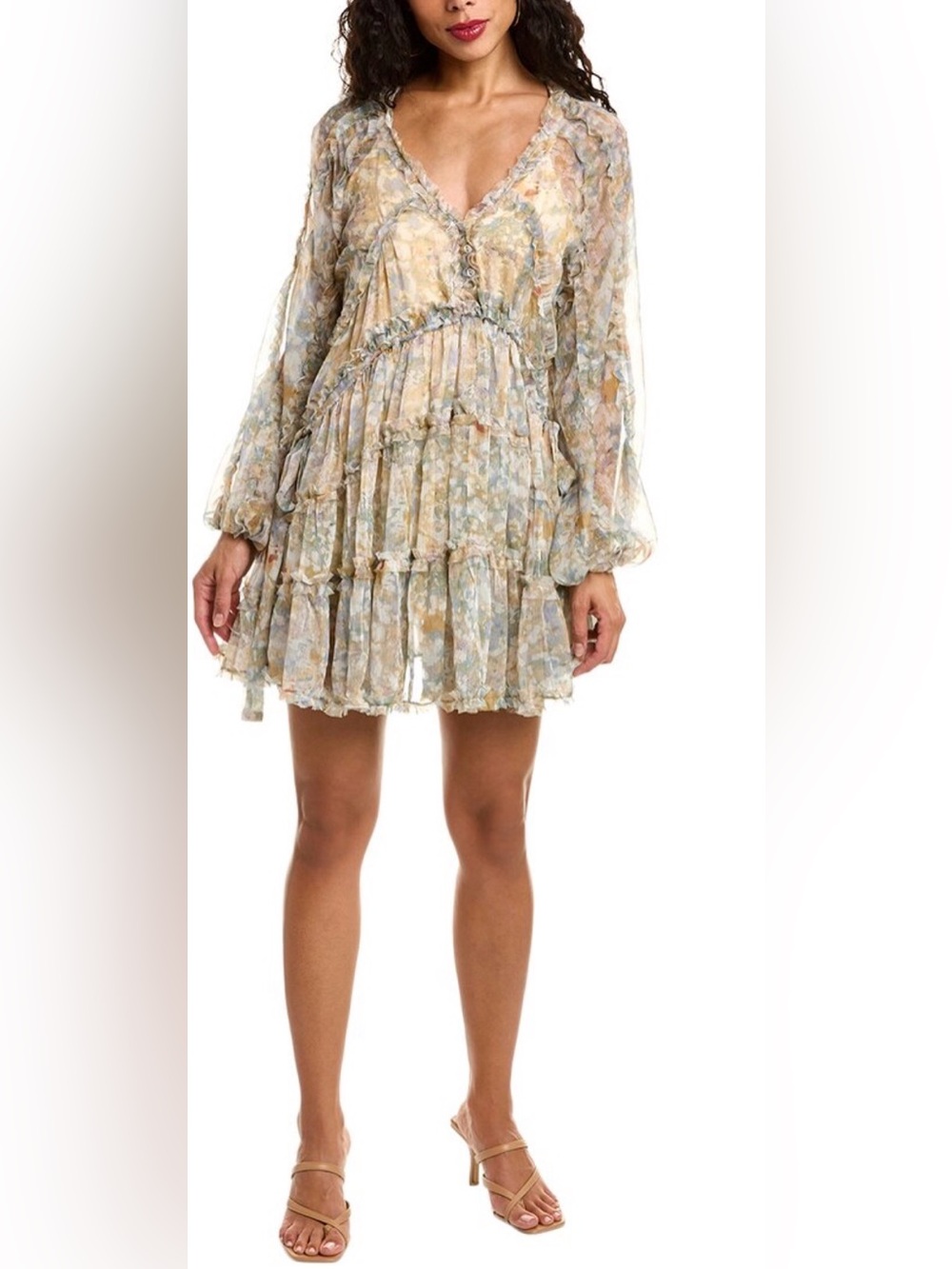 O.p.t. Rhea Mini Dress in Blue Watercolor Floral: S